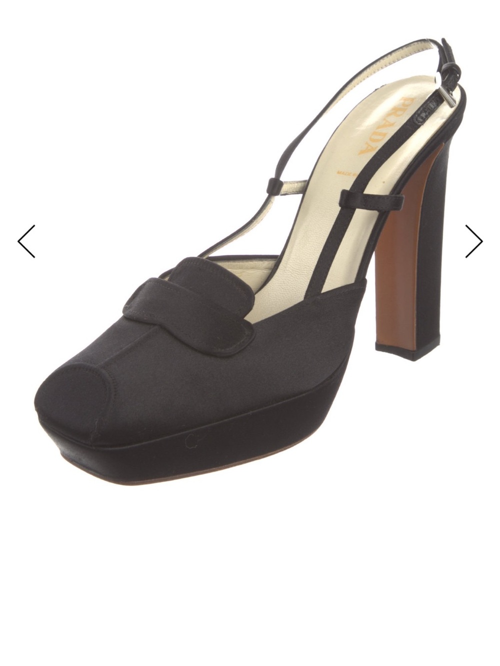 Prada Black Square-Toe Slingback Block Heels - Picture 9 of 9